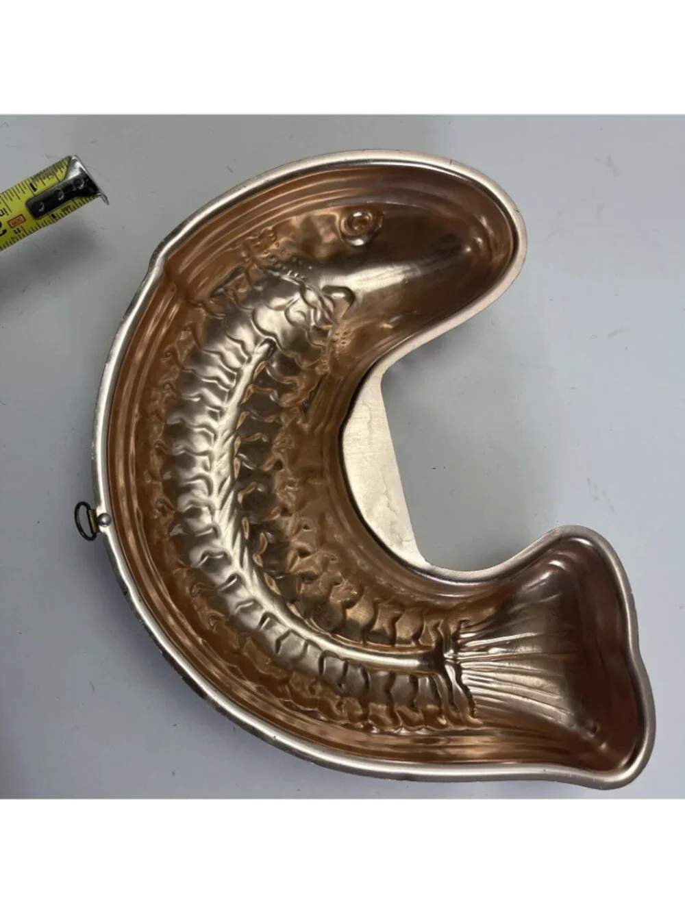 Vintage Copper Mold Fish Hanging Tin Lined Mold Cake Jello Kitchen Decor